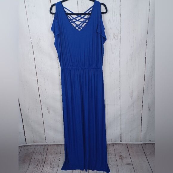 ‼️final must bundle‼️ NWT Apt.9 Viscose Dress Long Maxi Indigo Blue - Picture 1 of 8